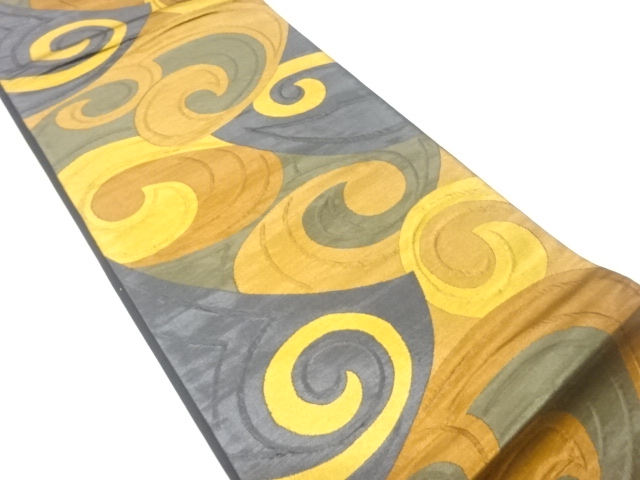 JAPANESE FUKURO OBI / MATELASSE / WOVEN ABSTRACT WAVE